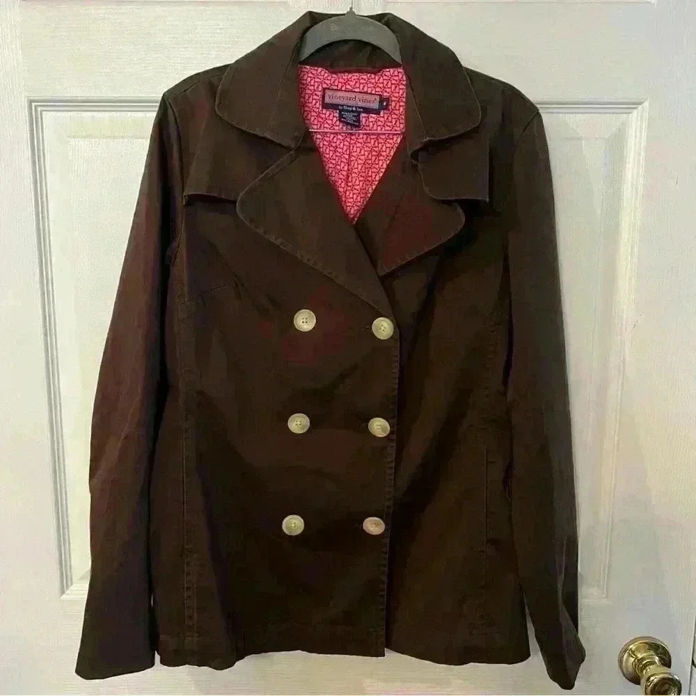Vineyard Vines Brown Chino Canvas Lightweight Peacoat Size Medium
